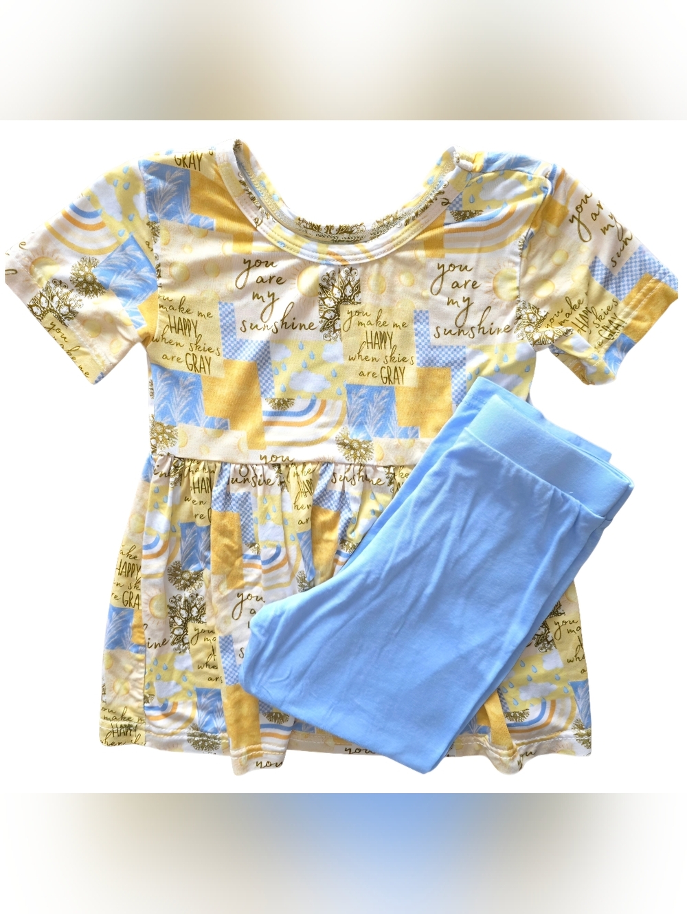Oak & Ollie Bamboo You Are My Sunshine Peplum Top & Pants Set Girls Size 3T NWOT